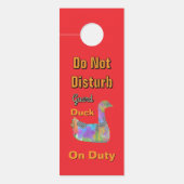 妨げないでください / ノックしてください / ガードダック レッド ドアノブサイン (正面)