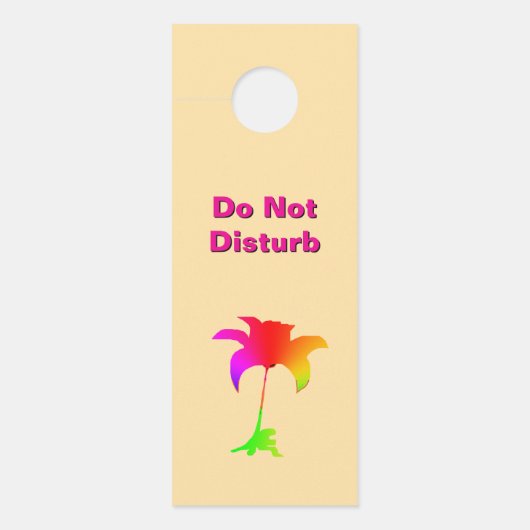 妨げないでください / ノックしてください フローラル ベージュ ドアノブサイン (正面)