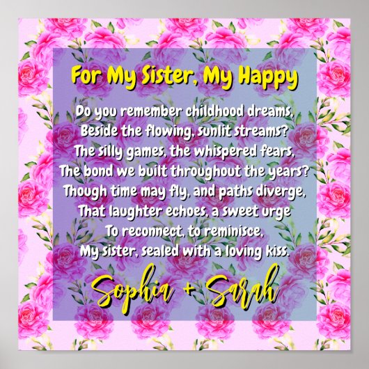 妹とピンクの花のための詩の贈り物 | 記憶 ポスター (正面)