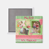 妹と友達3枚の写真 マグネット (正面/裏面)