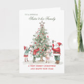 妹と彼女の家族のためのクリスマスの願い シーズンカード (正面)