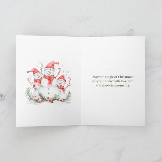 妹と彼女の家族のためのクリスマスの願い シーズンカード (内部)