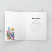 妹に可愛いガーデニングと花の誕生日 カード (内部)