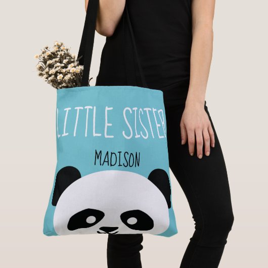妹のかわいいのパンダくまの顔動物の女の子 トートバッグ (クローズアップ)
