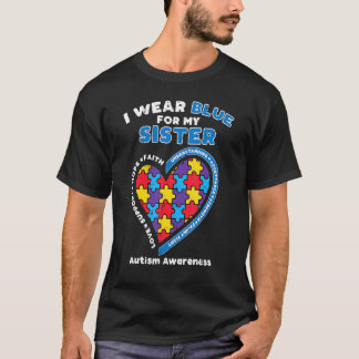 妹のためにブルーのパズルウェア 自閉症啓発 ファ Tシャツ