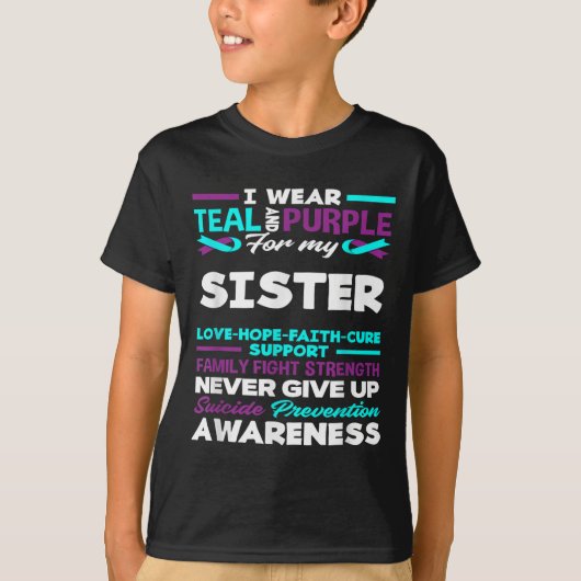 妹のためのテイルとパープル　自殺予防 Tシャツ (正面)