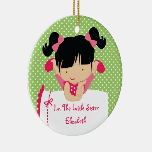 妹のクリスマスのオーナメントの甘いブロンドの女の子 セラミックオーナメント (右)