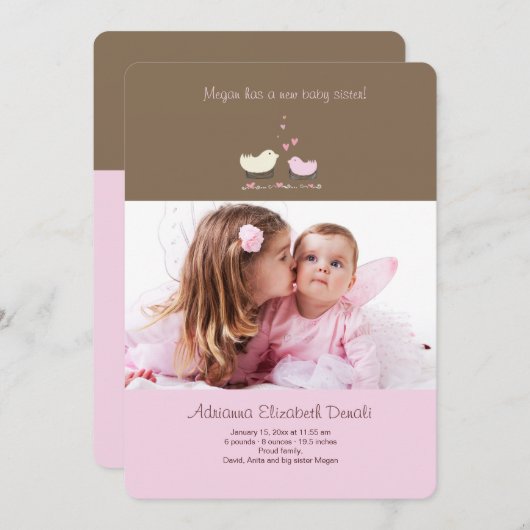 妹の写真の誕生の発表 案内状 (正面/裏面)
