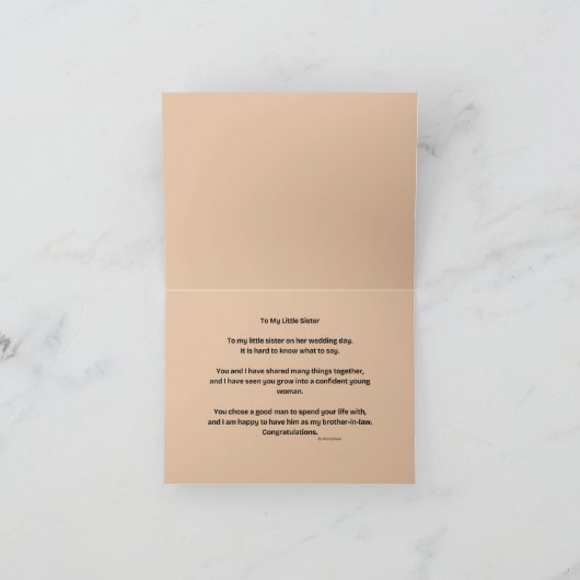 妹の結婚式の日 カード (内部)