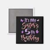 妹の5歳の誕生日 バタフライ Happy 5歳 マグネット (正面/裏面)