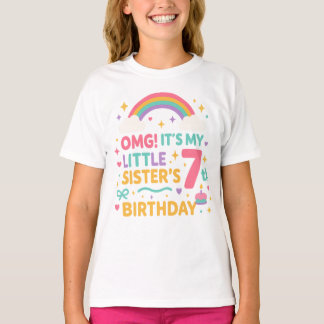 妹の7歳の誕生日おめでとう! レインボー Tシャツ