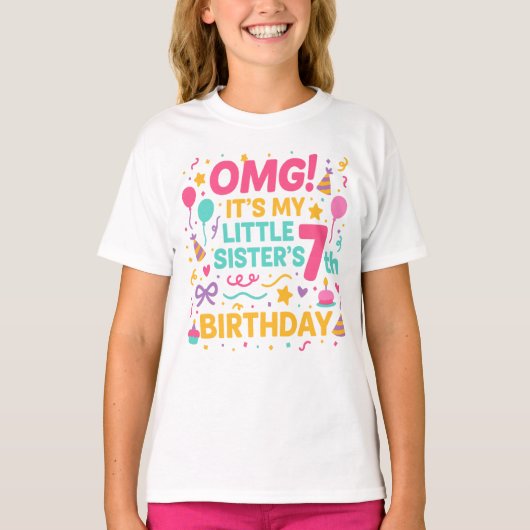 妹の7歳の誕生日パーティーだなんて！ Tシャツ (正面)