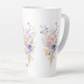 妹へのペーストルカラーの野の花束ギフト 名前入り カフェラテマグ (右アングル)