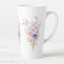 妹へのペーストルカラーの野の花束ギフト 名前入り カフェラテマグ