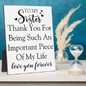 妹よ、私の人生にいてくれてありがとう。 フォトプラーク (側面)