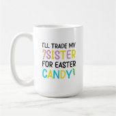 妹をイースターキャンディの子どもと交換する コーヒーマグカップ (左)