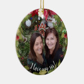 妹Iが私の姉を愛する2写真クリスマスグリーン セラミックオーナメント (右)