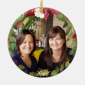 妹Iが私の姉を愛する2写真クリスマスグリーン セラミックオーナメント (裏面)