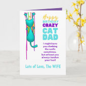 妻おもしろいの猫パパ誕生日夫 カード (黄色い花)