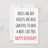 妻おもしろいを願うハッピーバースデーカード サンキューカード (正面)