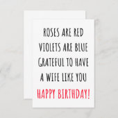 妻おもしろいを願うハッピーバースデーカード サンキューカード (正面/裏面)