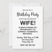 妻おもしろいタイポグラフィ妻誕生日 招待状 (正面)