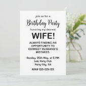 妻おもしろいタイポグラフィ妻誕生日 招待状 (スタンド正面)