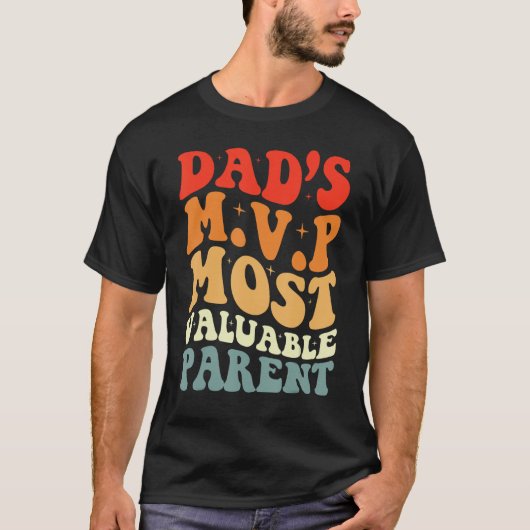 妻おもしろいパパMVPレトロDからの父の日最高の Tシャツ (正面)