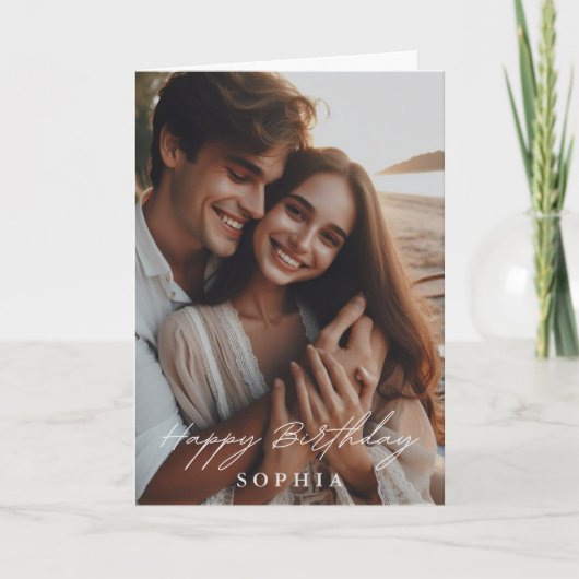 妻おもしろい友の妹ハッピーバースデー写真 カード (正面)