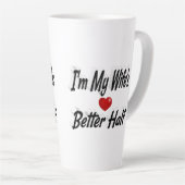 妻おもしろい引用文ブラック文字 カフェラテマグ (右アングル)