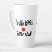 妻おもしろい引用文ブラック文字 カフェラテマグ (左アングル)