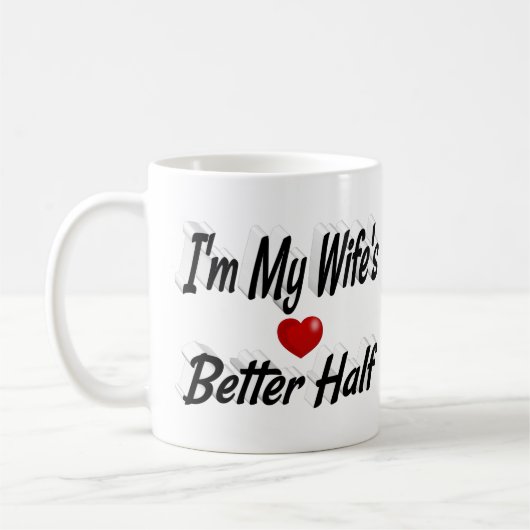 妻おもしろい引用文ブラック文字 コーヒーマグカップ (左)