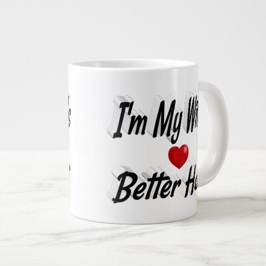 妻おもしろい引用文ブラック文字 ジャンボコーヒーマグカップ (正面右)