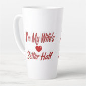 妻おもしろい引用文レッド文字 カフェラテマグ (左アングル)