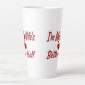 妻おもしろい引用文レッド文字 カフェラテマグ (正面)