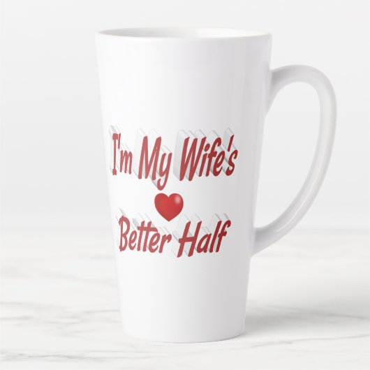 妻おもしろい引用文レッド文字 カフェラテマグ (右)