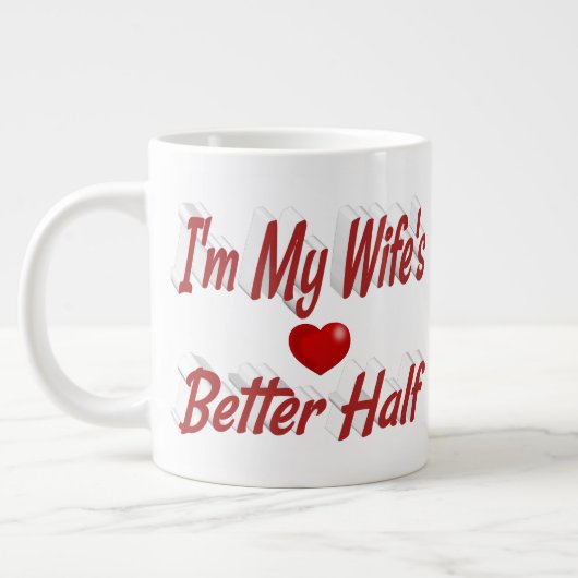 妻おもしろい引用文レッド文字 ジャンボコーヒーマグカップ (左)