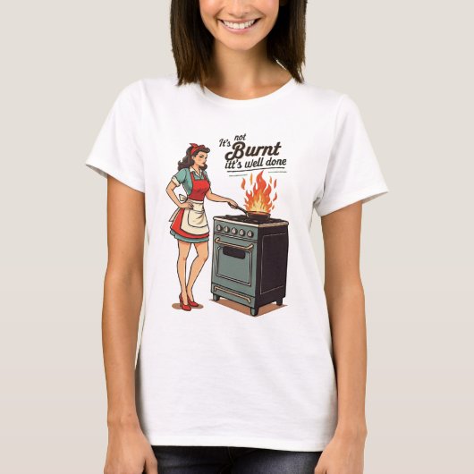妻おもしろい料理ジョークヴィンテージレディーアート Tシャツ (正面)