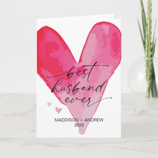 妻から夫へのバレンタインデー贈り物ハート カード (正面)