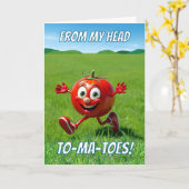 妻かわいい記念日トマトパン漫画 カード (黄色い花)