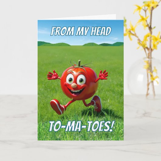 妻かわいい記念日トマトパン漫画 カード (黄色い花)