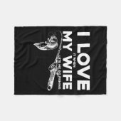 妻がおもしろい私を行かせてくれると私は愛する魚釣り フリースブランケット (正面(横))