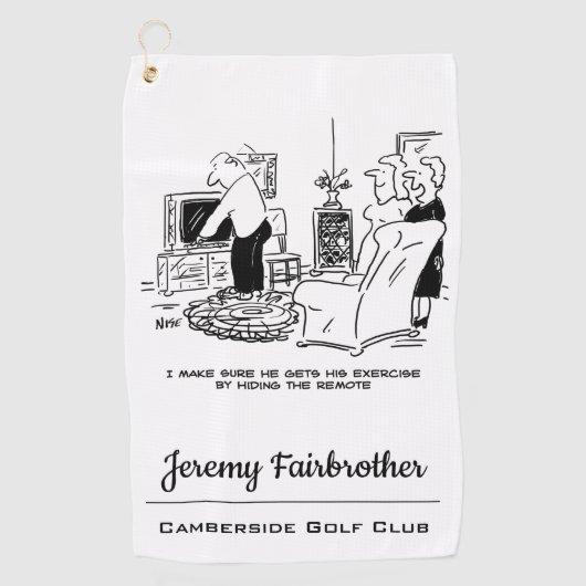 妻がテレビのリモコンを隠す ゴルフタオル (正面)
