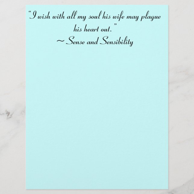 妻が彼のハートを苦しめるかもしれないジェーン・オースティン本引用文 (正面)