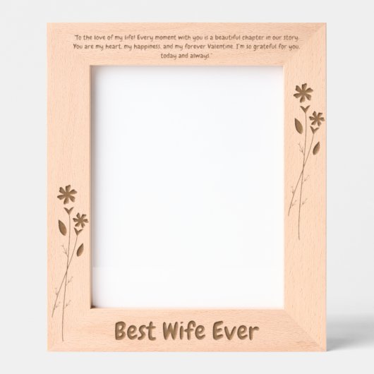 妻が愛最高のするメッセージValentinesギフト木製 レーザー彫刻フレーム (正面)