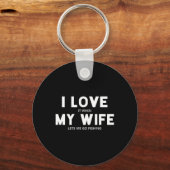 妻が私に魚釣りを行かせMens I Love キーホルダー (正面)