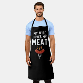 妻が肉BBQを愛おもしろいす エプロン