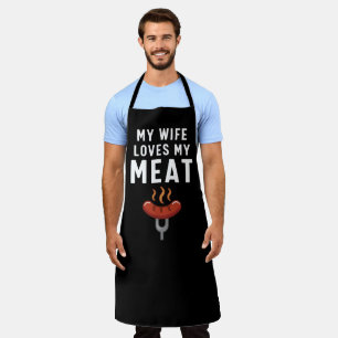 妻が肉BBQを愛おもしろいす エプロン