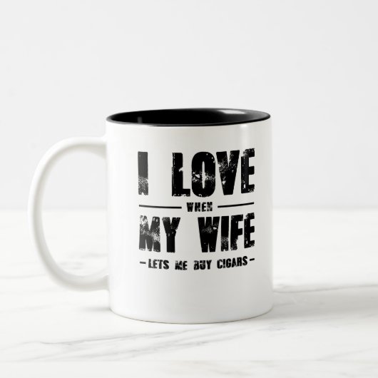 妻が葉巻を持ってきてくれると好買き ツートーンマグカップ (左)