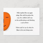 妻が車をクラッシュ警察のユーモアのジョークおもしろいをLOLに語った ポストカード (正面)